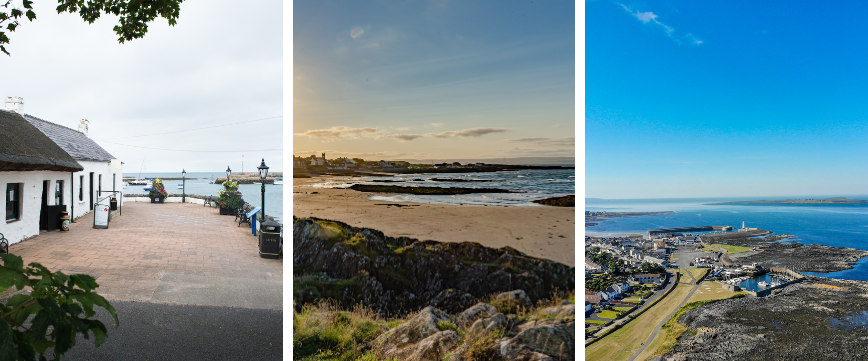 A trio of images showing Groomsport and Donaghadee